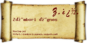 Zámbori Ágnes névjegykártya